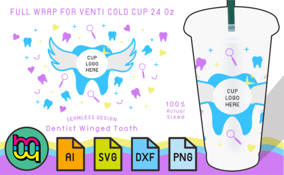 24oz Cold Cup Full Wrap Dentist Tooth Graphics