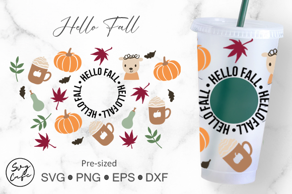 24oz Venti Cold Cup Hello Fall Graphics & Crafts