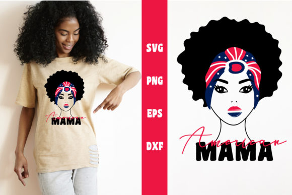 4th of July Svg, American Mama,Messy Bun