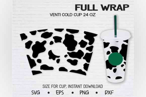 Cow Pattern, Venti Cold Cup 24 Oz Graphics
