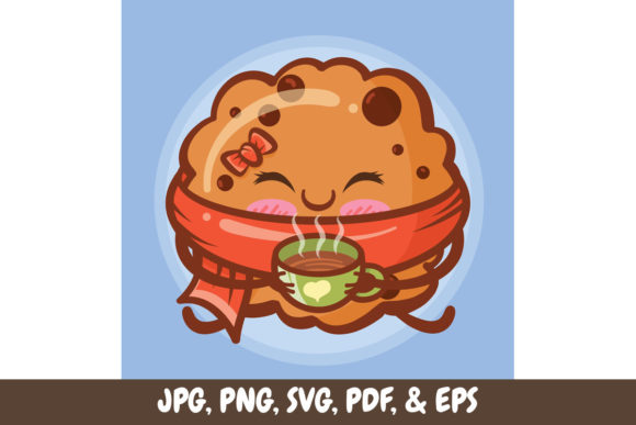Cute Cookies Girl Holding a Coffee Cup Graphics