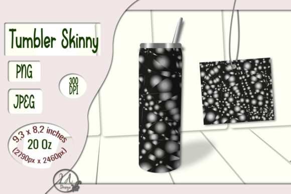 Graphic Design Asset Review: Skinny Tumbler-Black-White-02 20OZ