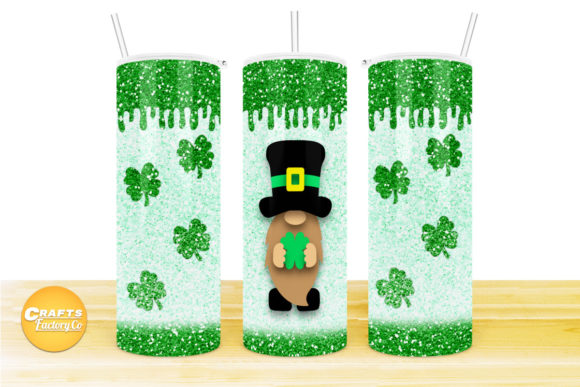 Graphics for Crafts: Skinny Tumbler Design Gnome Green Glitte
