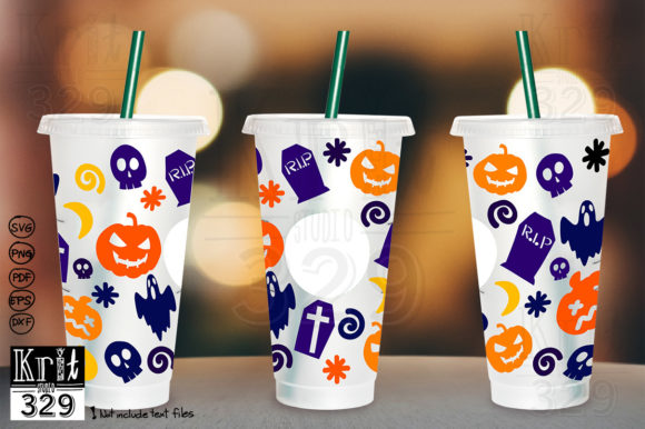Halloween Pumpkin Ghost Decal Cold Cup Graphics