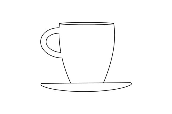 Kitchen Cup Outline Flat Icon Graphics