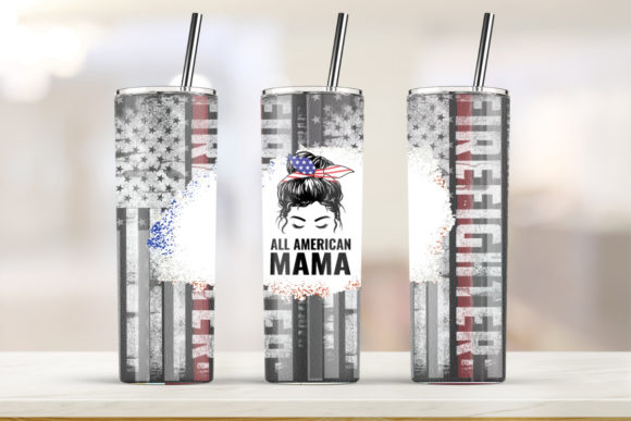 Matte Black American MAMA Skinny Tumbler Graphics