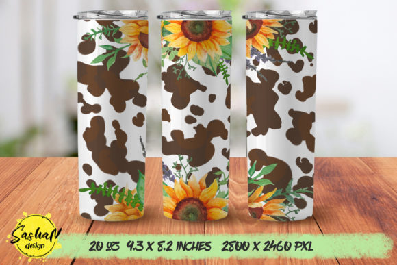 Sunflower and Cowhide Tumbler Wrap