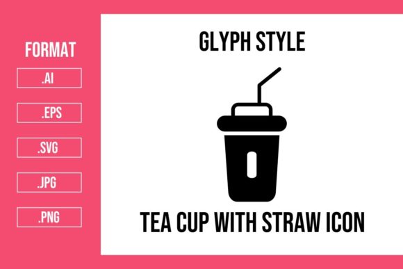 Tea Cup with Straw Glyph Icon: Graphics and Icons for Modern Design