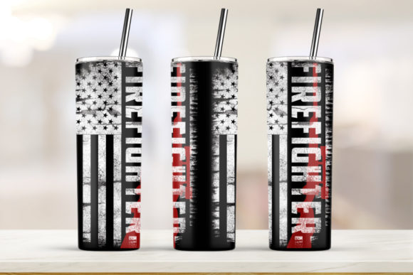 USA Firefighter 20oz Skinny Tumbler: Graphics & Print Templates