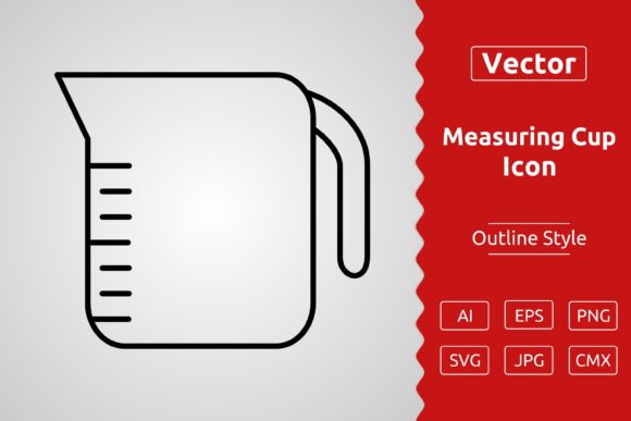 Vector Measuring Cup Outline Icon for Graphics and Icons