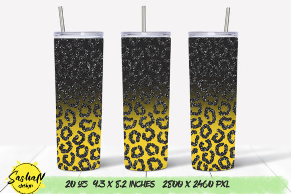 Yellow Leopard Tumbler Sublimation Graphics